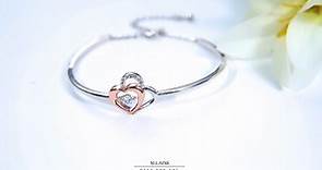 Swarovski Crystals Double Hearts Bangle Bracelet