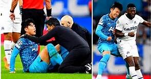 Son Heung-min injury after collision with Chancel Mbemba (Marseille 1 Tottenham 2) full time