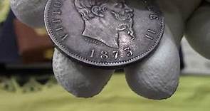 Moneta 5 Lire Vittorio Emanuele II argento 1873