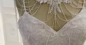 Plus size mermaid wedding dress lace beading 2021 with necklace