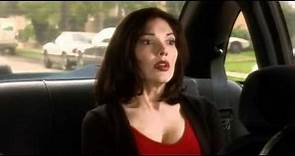 Laura Elena Harring hot cleavage show in red t-shirt in "MULHOLLAND DR 2001"
