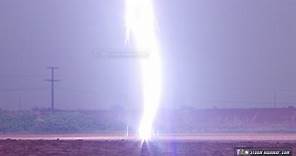 Incredible CLOSE lightning bolt with upward ground leaders! Video and still image