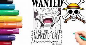 How to Draw Luffy (Wanted Poster) | Step By Step | One Piece