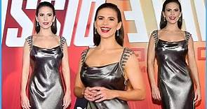 Hayley Atwell stuns in a shimmering silver dress while hitting the red carpet at the New York City