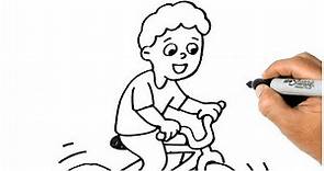 HOW TO DRAW RIDING A BIKE EASY STEP BY STEP