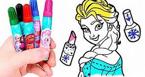 Dibuja y Colorea a Elsa y su Set de Maquillaje 👸❄🎨 Dibujos de Frozen