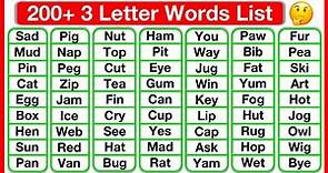 200+ Three Letter Words List 🤔 | Phonics lesson | Reading Words Lesson | Learn with examples