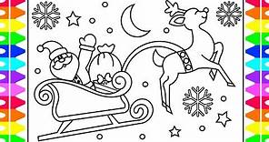 How to Draw SANTA'S SLEIGH Step by Step for Kids| Santa Claus Sleigh Coloring Page | Christmas