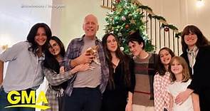 Bruce Willis and Demi Moore appear in photograph with blended family