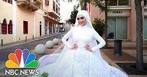 Bride Whose Wedding Video Caught Beirut Explosion Returns To The Scene | NBC News NOW