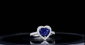 經典心型藍寶石圍石鑽石戒指
