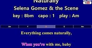 Naturally - Selena Gomez & the Scene (Karaoke & Easy Guitar Chords) Key : Bbm Capo : 1