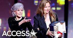 Jane Fonda Throws 2023 Cannes Palme D’Or Award At Director Justine Triet