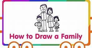 Family Drawing for Kids - How to Draw Happy Family