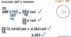 conversión de grados sexagesimales a radianes