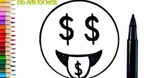 How to draw Money Face Emoji