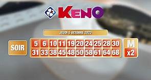 Tirage du soir Keno® du 05 octobre 2023 - Résultat officiel - FDJ