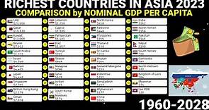 Richest to poorest Asian countries by GDP PER CAPITA 1960-2028