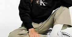Calvin Klein Jeans premium monologo hoodie in black | ASOS