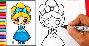 Cómo dibujar una PRINCESA Disney Kawaii (CENICIENTA) | How to Draw Cute Cinderella