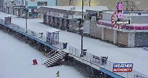 Time-lapse of snowfall in Wildwood, NJ amid winter storm