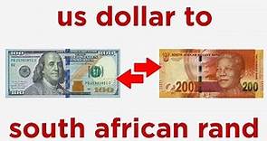 US Dollar To South African Rand Exchange Rate Today | Dollar To Rand | USD To ZAR | Rand To Dollar