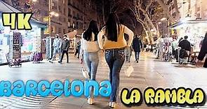 Barcelona Street Walking Tour - Las Ramblas Barcelona at Night - February 2024 Barcelona Spain