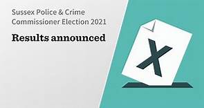 Sussex Police & Crime Commissioner Election results announcement