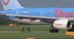 ThomsonFly 757 bird strike & flames captured on video