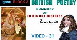 Summary Of To His Coy Mistress by Andrew Marvell