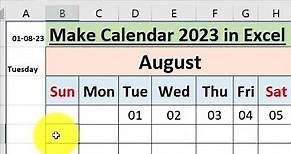 How to make calendar of August 2023 in Excel | For Full Video Please watch link in description