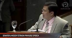 Senator Jinggoy Estrada privilege speech: The tale of two incredible witnesses