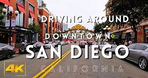 Driving around downtown San Diego, California, Gaslamp Quarter, San Diego Convention Center