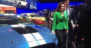 Michigan Governor Gretchen Whitmer checks out Mustang GT500 at Detroit auto show