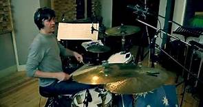 Drummer Mike Sturgis recording in the studio