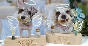 客製化寵物紀念品 小天使LED相架燈座  寵物毛髮 寵愛回憶 狗紀念