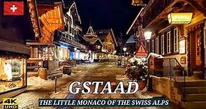 Gstaad 🇨🇭 Switzerland - A Luxurious Ski Resort - Night Walking Tour 4K Ultra HD