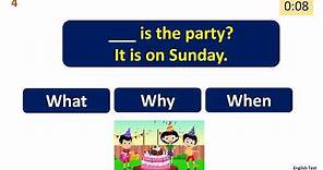 Wh Question Words Quiz for Kids