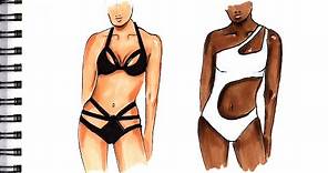 HOW TO DRAW BATHING SUITS Step by Step Drawing Tutorial. Draw a bikini and a one piece bathing suit