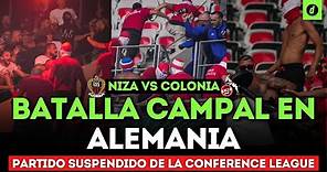 ULTRAS del NIZA y COLONIA protagonizan batalla en el Allianz Riviera la PREVIA de CONFERENCE LEAGUE