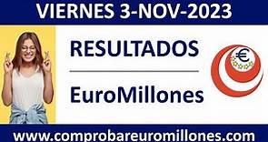 Resultado del sorteo EuroMillones del viernes 3 de noviembre de 2023