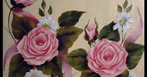 Como pintar en acrílico con técnica americana - Cuadro de rosas vintage