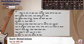 🎸 Beat It - Michael Jackson Guitar Backing Track with scale, chords and lyrics