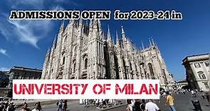 Admissions OPEN in University of Milan for 2023-24 | How to Apply | Study in Italy | DSU Scholarship
