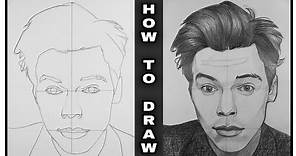 How To Draw HARRY STYLES Easy Step By Step - @BlackSketchGallery