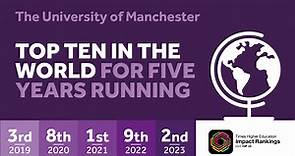 The University of Manchester named number 1 in the UK, number 1 in Europe and second in the world for social and environmental impact