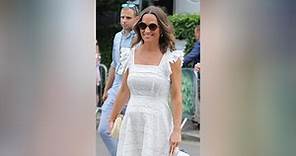 Style Ace! Pregnant Pippa Middleton Steps Out in White Eyelet Dress for Day at Wimbledon