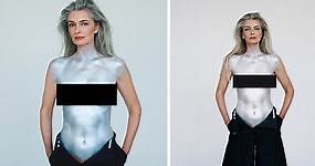 Paulina Porizkova, 58, poses topless and painted in silver: Makes me ‘feel strong’