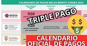 CALENDARIO OFICIAL de Pagos de las Becas Benito Juárez 2024 Triple Pago para Todos