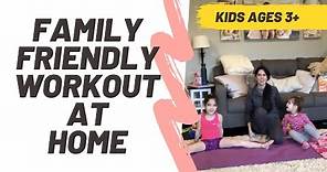Family friendly kids home workout and stretch exercises